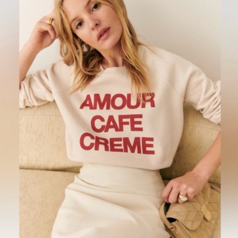 Sezane Cream and Red Sweater